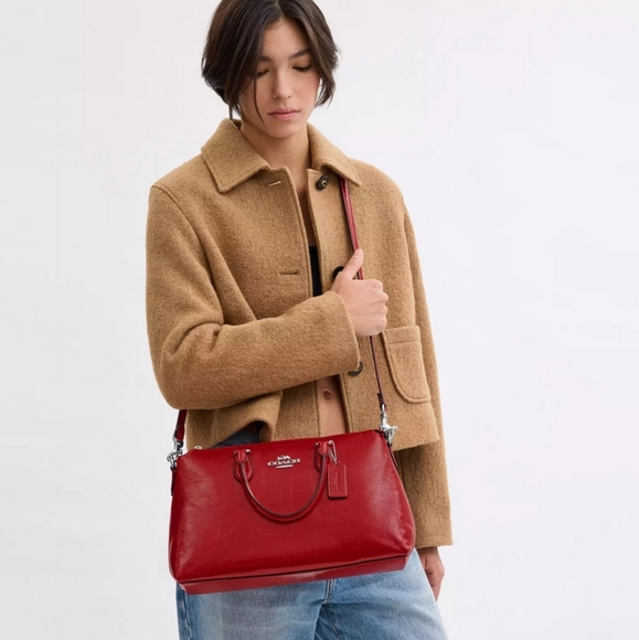 New! New Arrival 2024! Georgia Satchel Bag in Silver/Red ♥️ - Picture 7 of 7